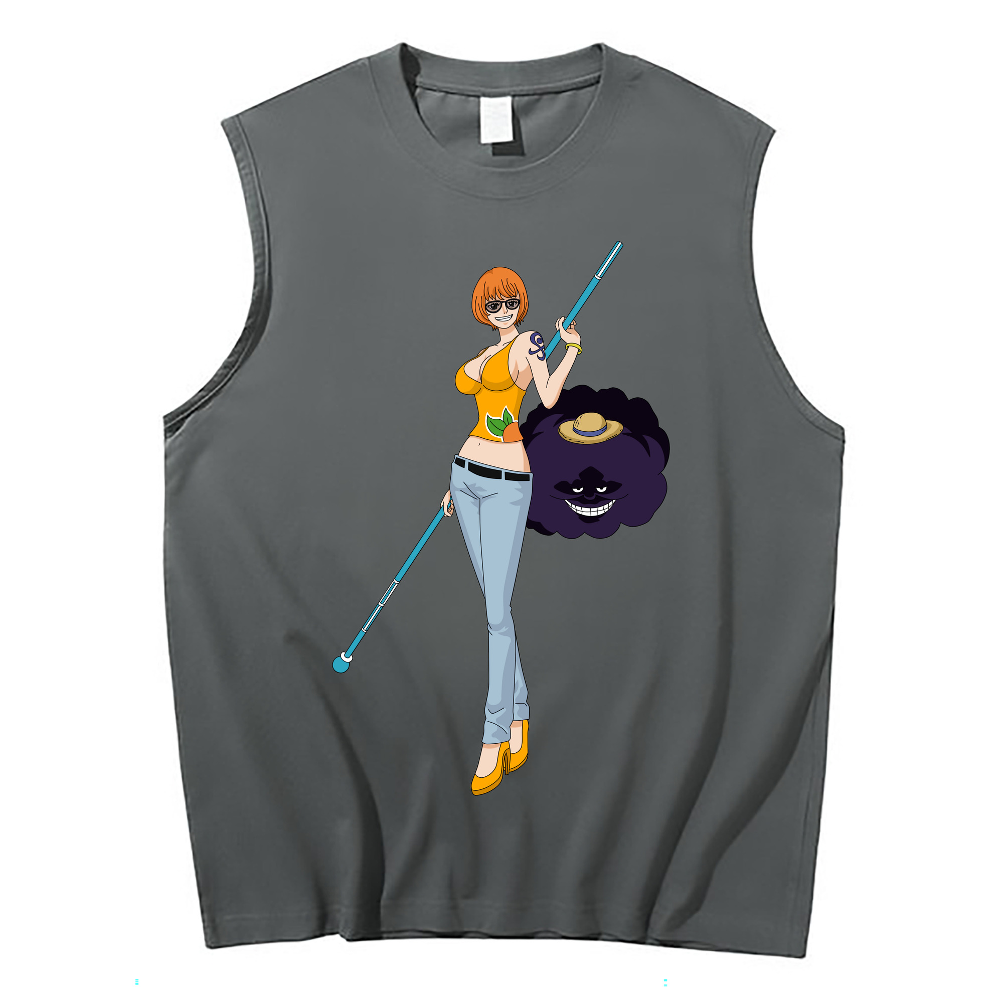（画像用） ワンピース ナミ ONE PIECE Nami コットン100％タンクトップ（フロントプリント）